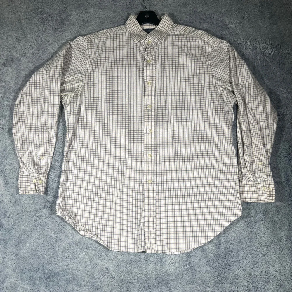 Polo Ralph Lauren Regent Classic Fit Check Shirt Mens 16.5 34/35 Blue Orange